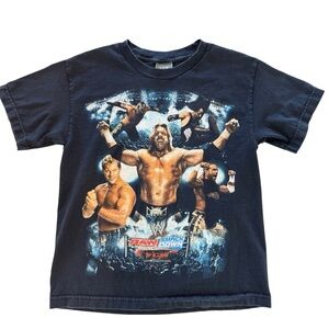 2007 WWE ECW Raw Smackdown Black T-Shirt Sz Youth Large Vintage